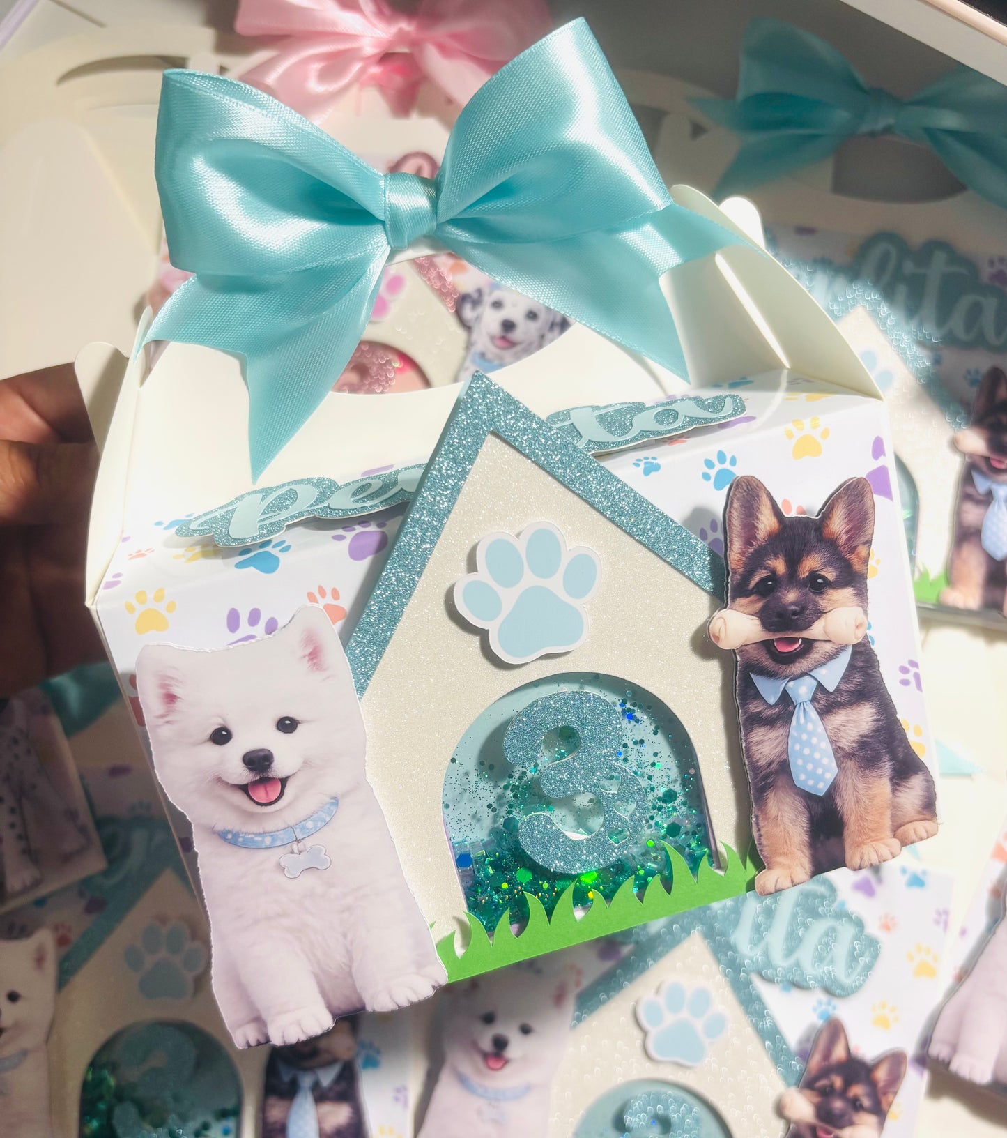 Puppy Party Favor Boxes Personalized Birthday Treat Boxes for Kids Party