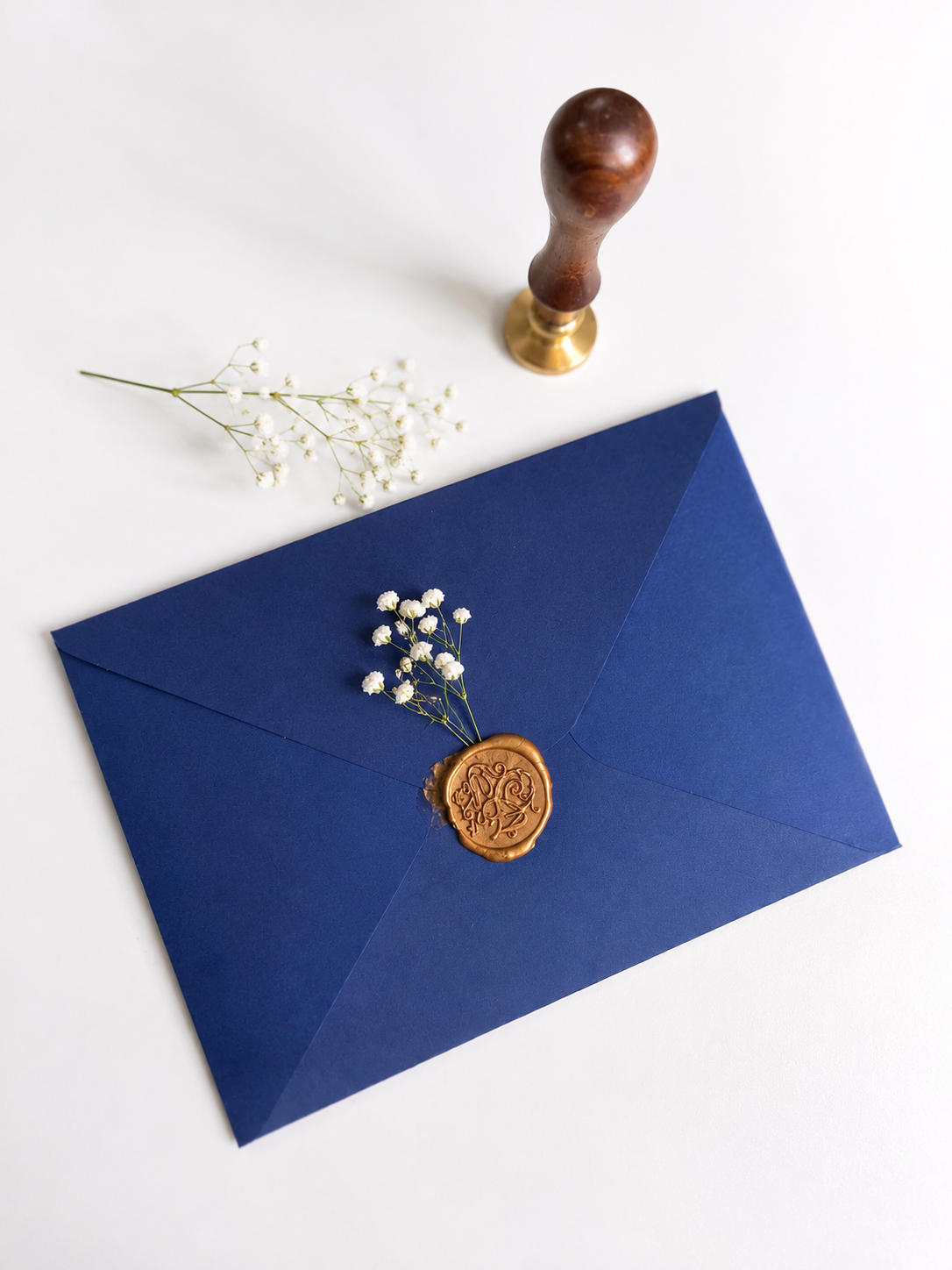 Royal Blue Floral Wedding Invitation I Classic Blue Wedding Invitation