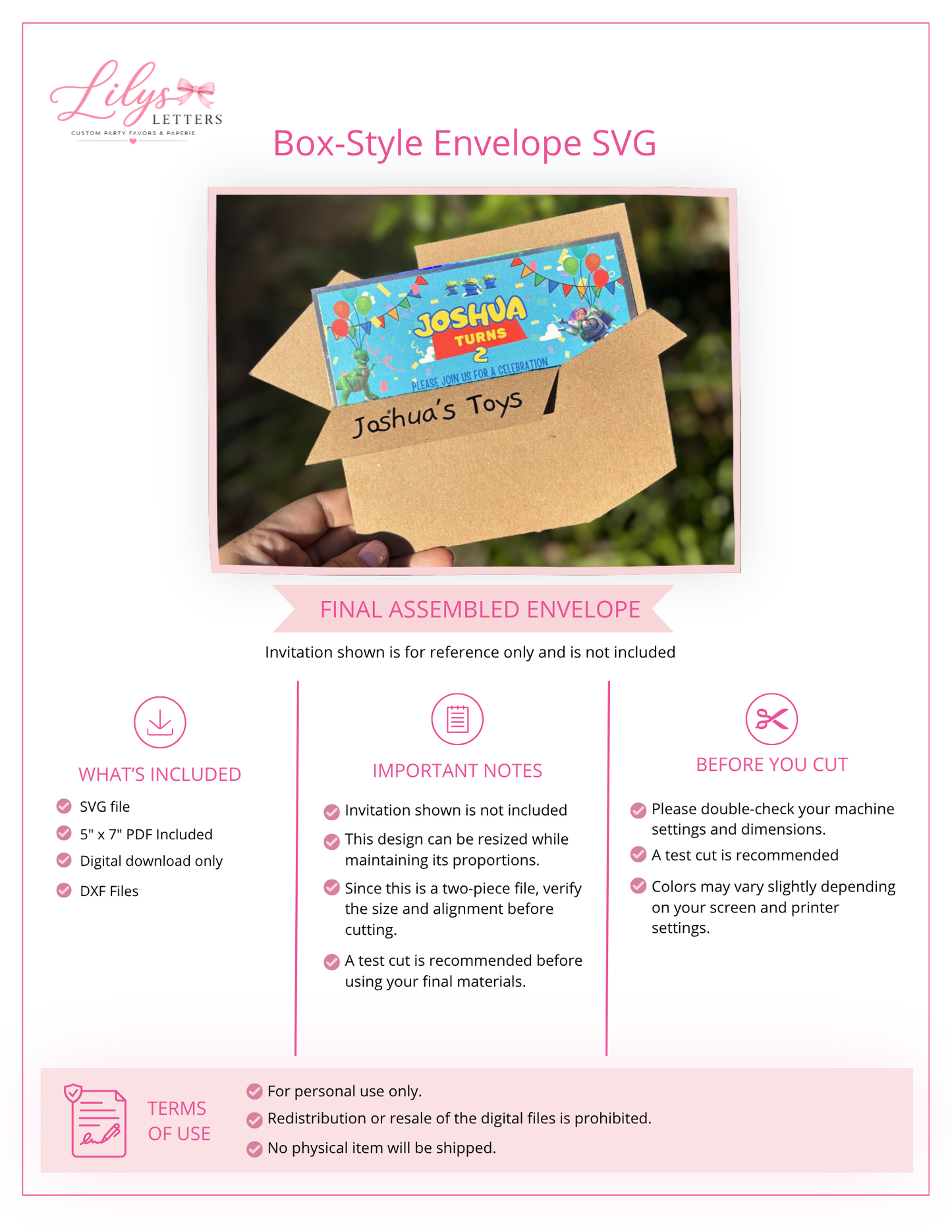 Box Style Envelope Digital Template