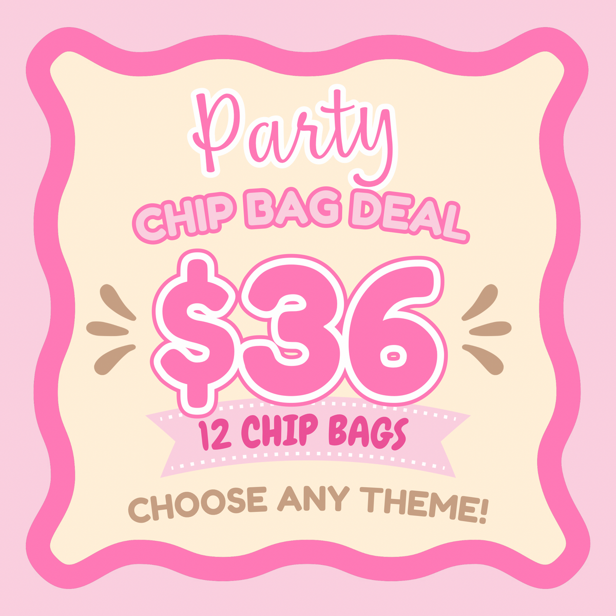 Custom Party Chip Bags-12 ct