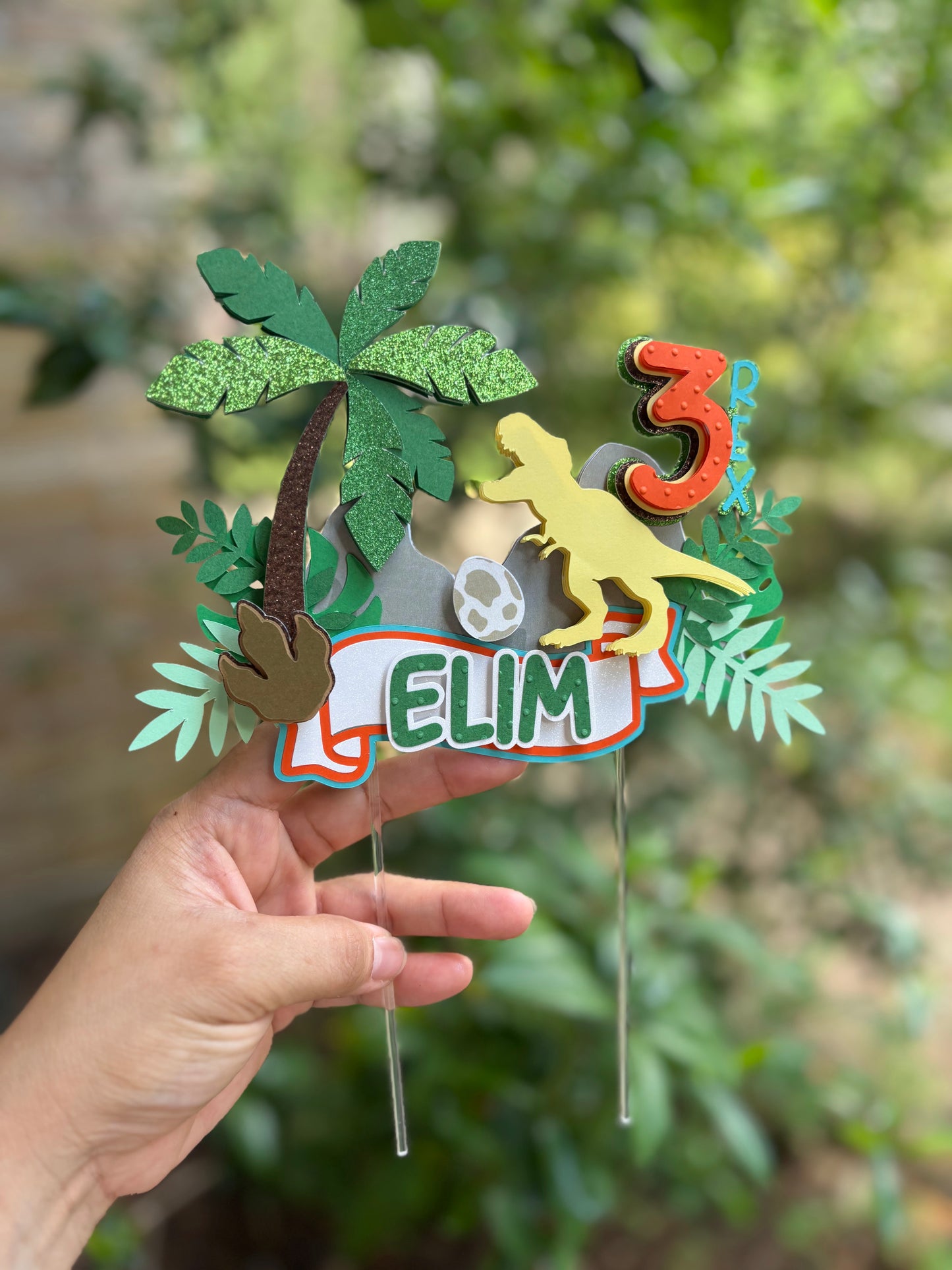 Custom Dinosaur Cake Topper I Personalized Birthday Cake decoration I Jurassic Theme Party Topper