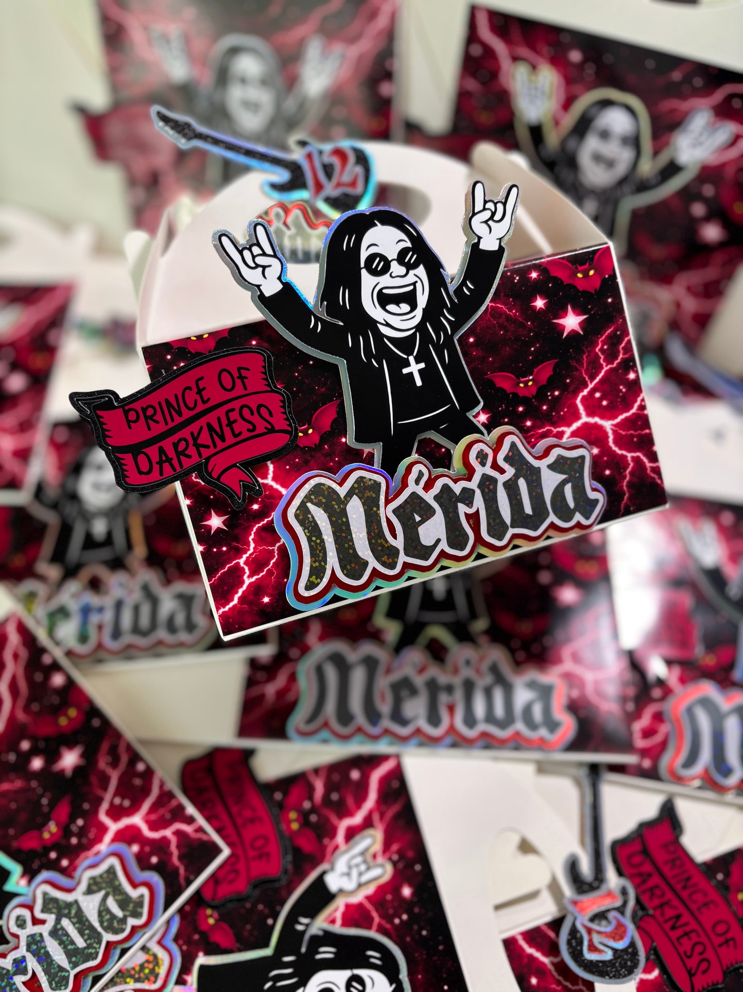 Personalized Rock Theme Favor Boxes I  Birthday Party Treat Boxes