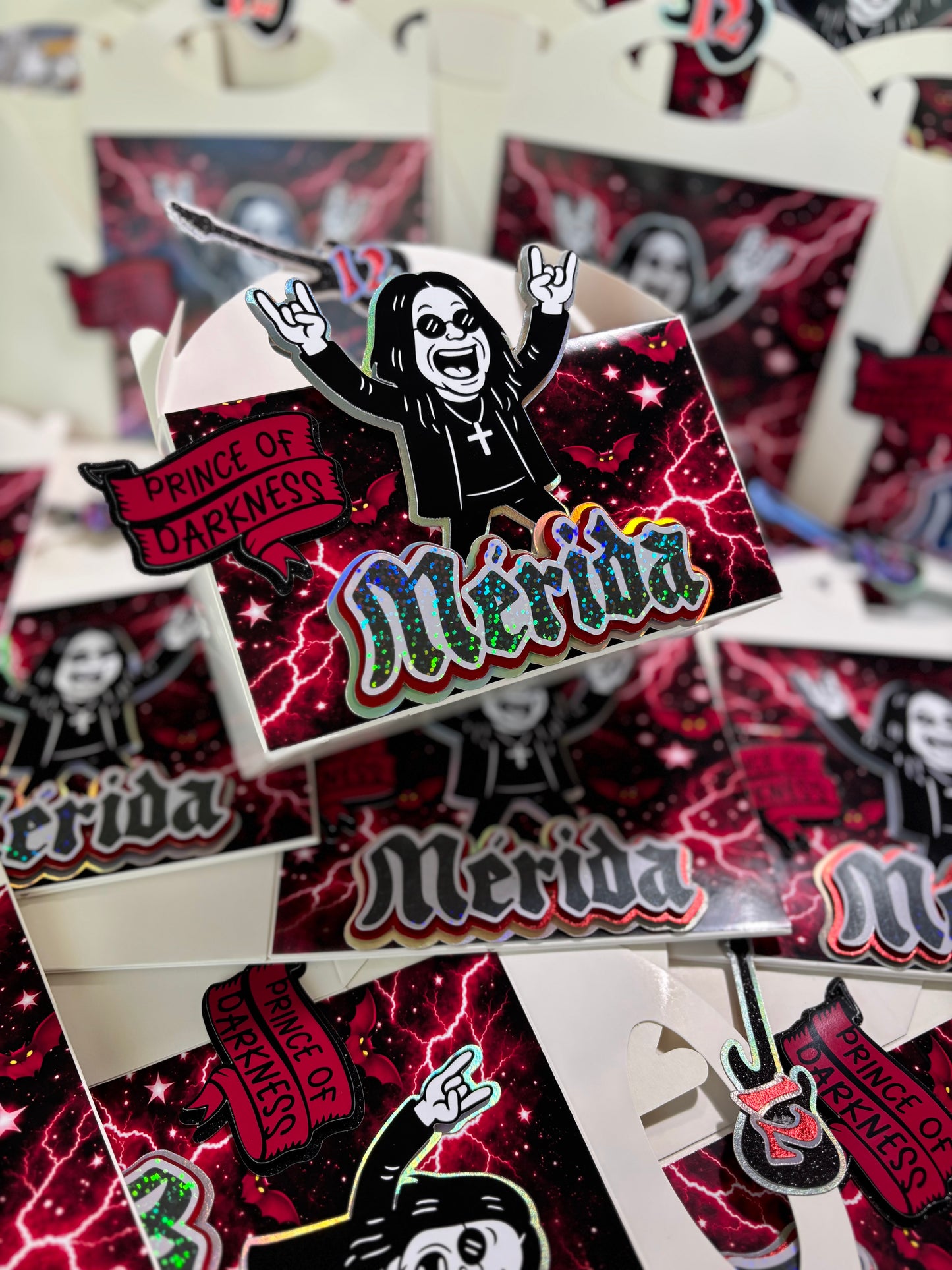 Personalized Rock Theme Favor Boxes I  Birthday Party Treat Boxes
