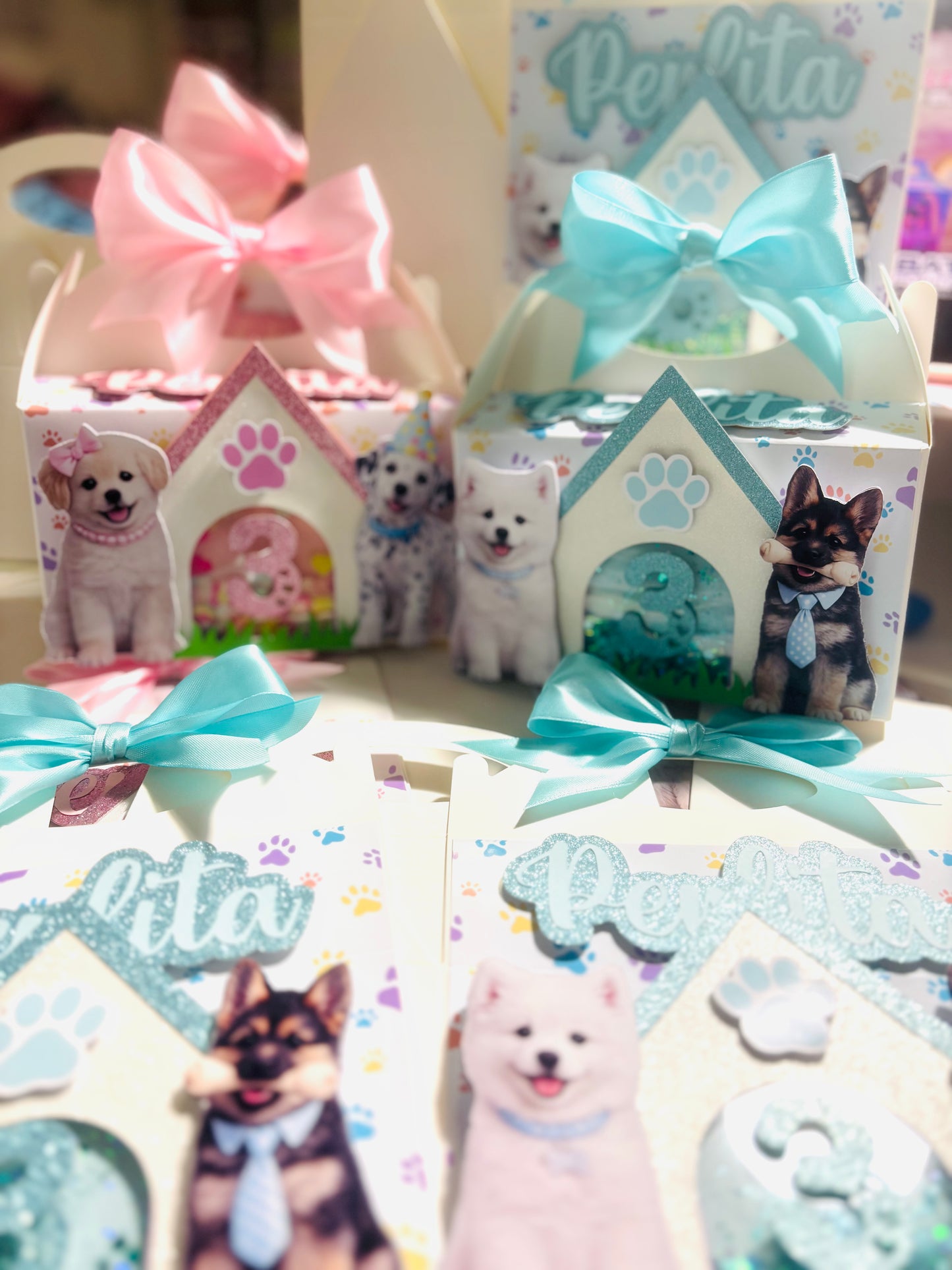 Puppy Party Favor Boxes Personalized Birthday Treat Boxes for Kids Party
