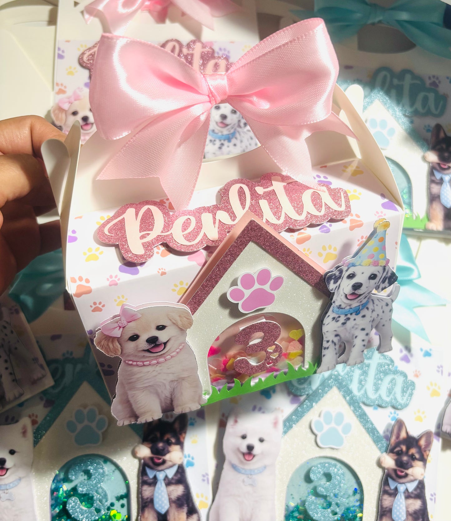 Puppy Party Favor Boxes Personalized Birthday Treat Boxes for Kids Party