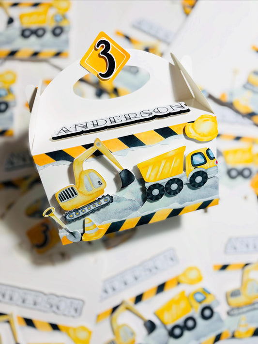 Excavator Favor Boxes, Party Favors, Construction truck Favor Boxes, Construction Favors